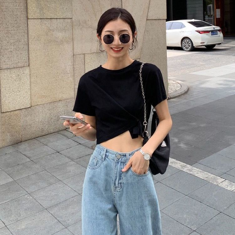 Áo Thun Lửng Tay Ngắn Thời Trang Dành Cho Nữ