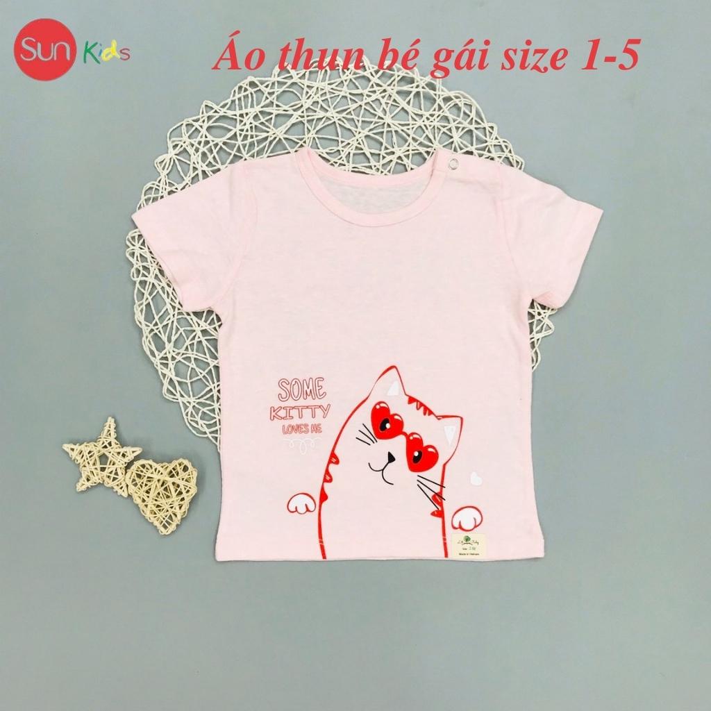 Áo thun cho bé gái, áo phông bé gái chất cotton mềm mát, size 1 - 5 tuổi - SUNKIDS