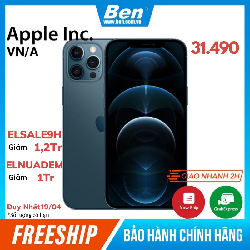 Điện thoại Apple iPhone 12 Pro Max 256GB - VN/A Hàng Chính Hãng Bảo Hành Apple tại Việt Nam- Ben Computer