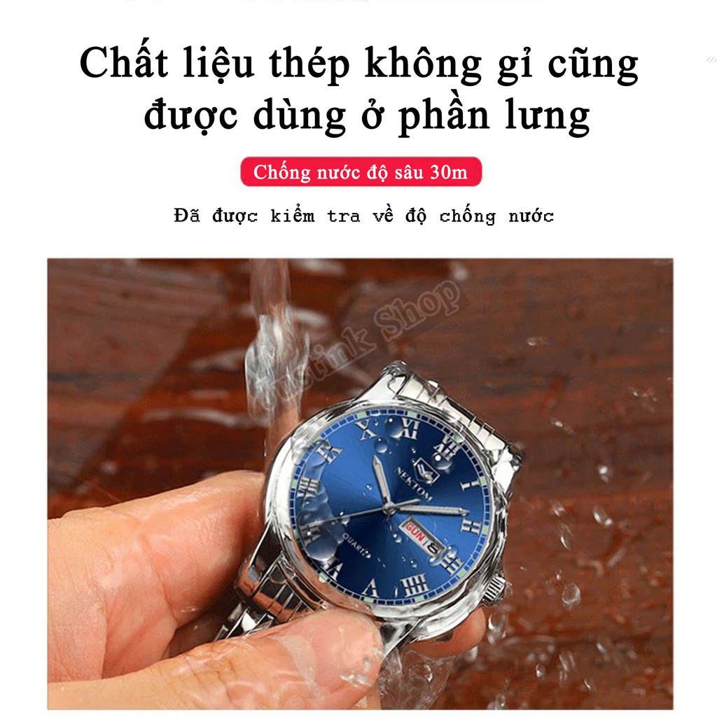 Đồng Hồ Mặt Tròn Dây Kim Loại Dành Cho Nam NEKTOM 8190 - Full Box - JLVQ-3516-DN8190