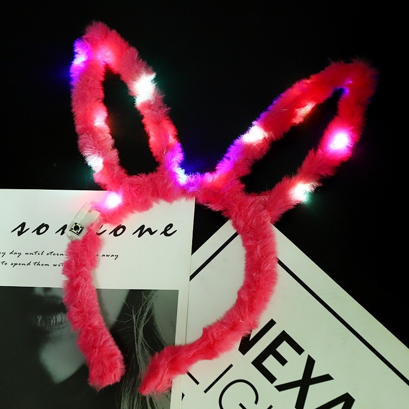 Bờm Tai Thỏ Phát Sáng, Cài Tóc Đáng Yêu Kèm Đèn Lung Linh Lấp Lánh