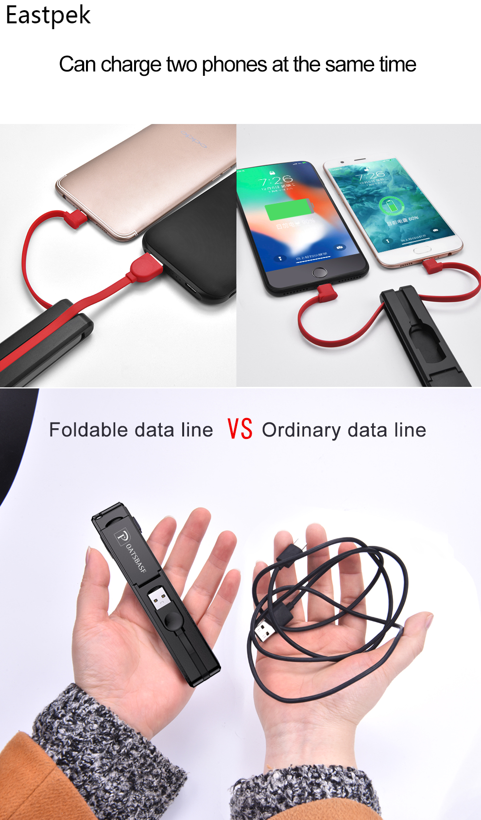 Dây Cáp Sạc Truyền Dữ Liệu Usb Type-c 3 Trong 1 8 Pin Cho Iphone X 8 7 6 Xiaomi Mi A1 6 8 Huawei