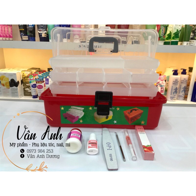 [Combo] Cốp Nhựa 3 Ngăn Đựng Đồ Nail Và Dụng Cụ Làm Nail