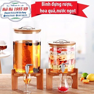 Bình Ngâm Rượu Thuỷ Tinh Trụ Vòi INOX3L, 5L, 8L, 11L CAO CẤP, SANG TRỌNG