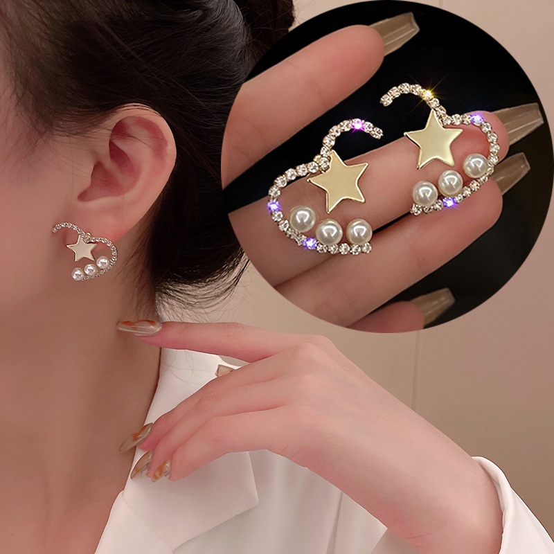Khuyên Tai Hình Ngôi Sao Đính Đá Ngọc Trai Nhân Tạo Phong Cách Hàn Quốc Thời Trang Cao Cấp Dành Cho Nữ S925