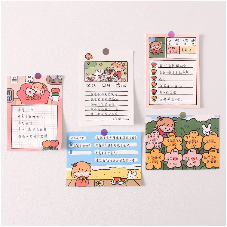 Tập giấy note 50 tờ ghi chú bé gái dễ thương Bunny Girl Memo Pad