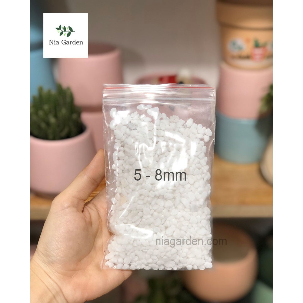 Sỏi trắng size 5 - 8mm trang trí chậu cây cảnh, terrarium, hồ cá, xương rồng