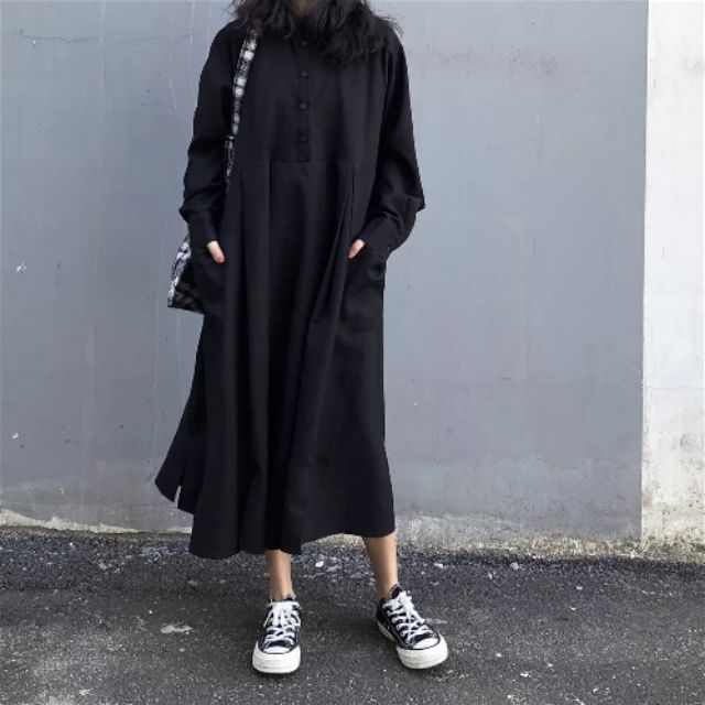 Váy dài đen ulzzang