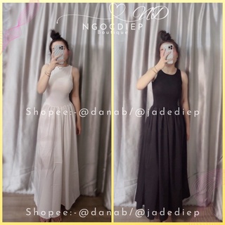 Đầm Maxi Basic 3 lỗ suông dài