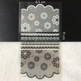 Sticker dán móng nail vải ren trắng đen
