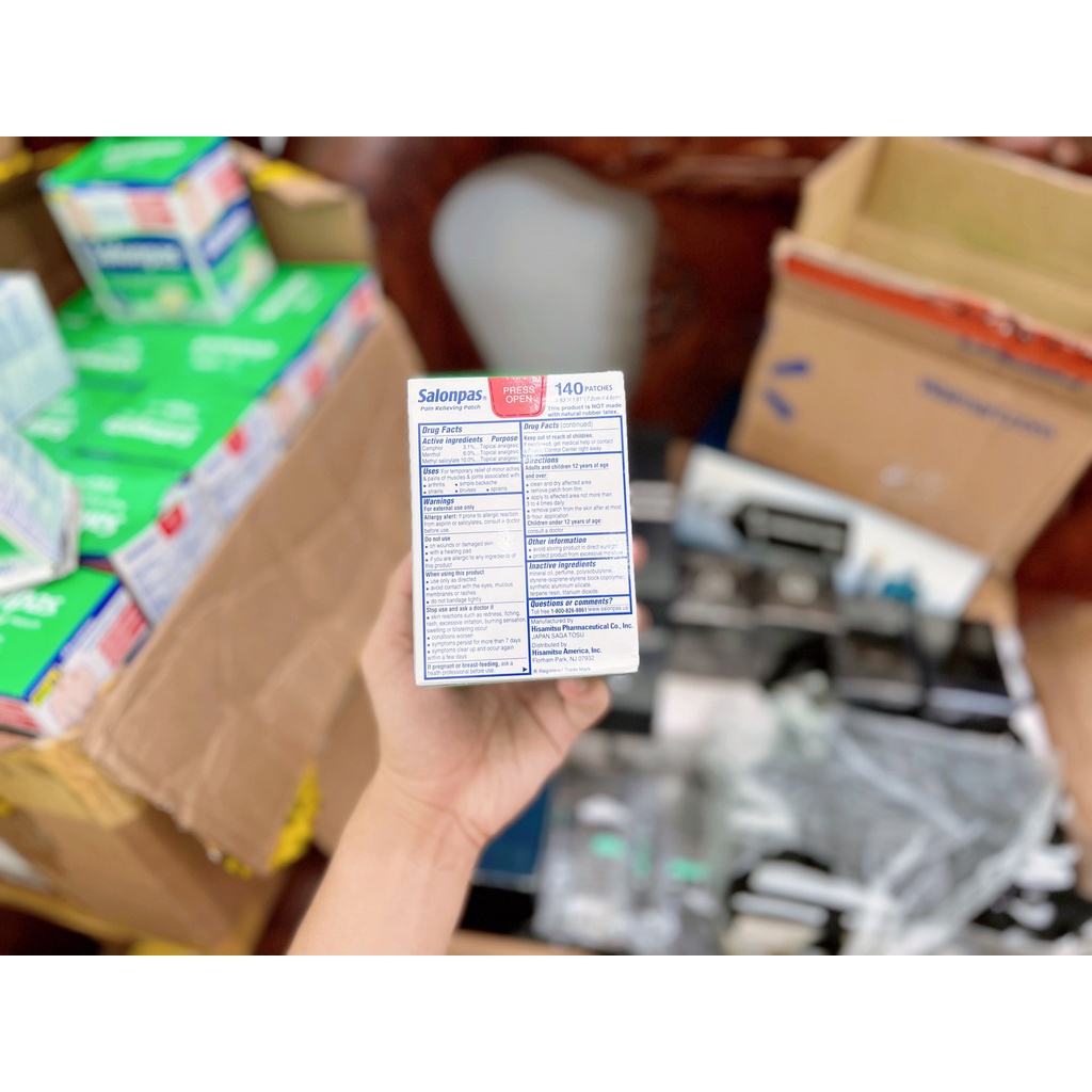 MIẾNG DÁN GIẢM ĐAU SALONPAS  Giảm Đau Vai, Lưng, Cơ, Mỏi Cơ, Đau Khớp, Bầm Tím, Bong Gân