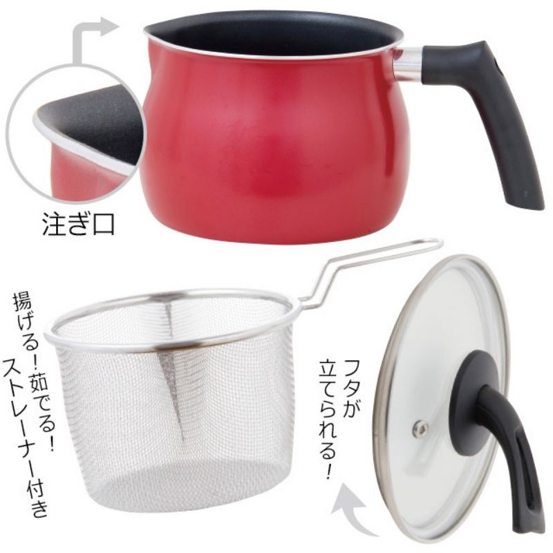 Giá rẻ vô địch! Nồi chiên ngập dầu kèm rổ chiên đồ inox, vung tự đứng DCM Nhật Bản 15cm