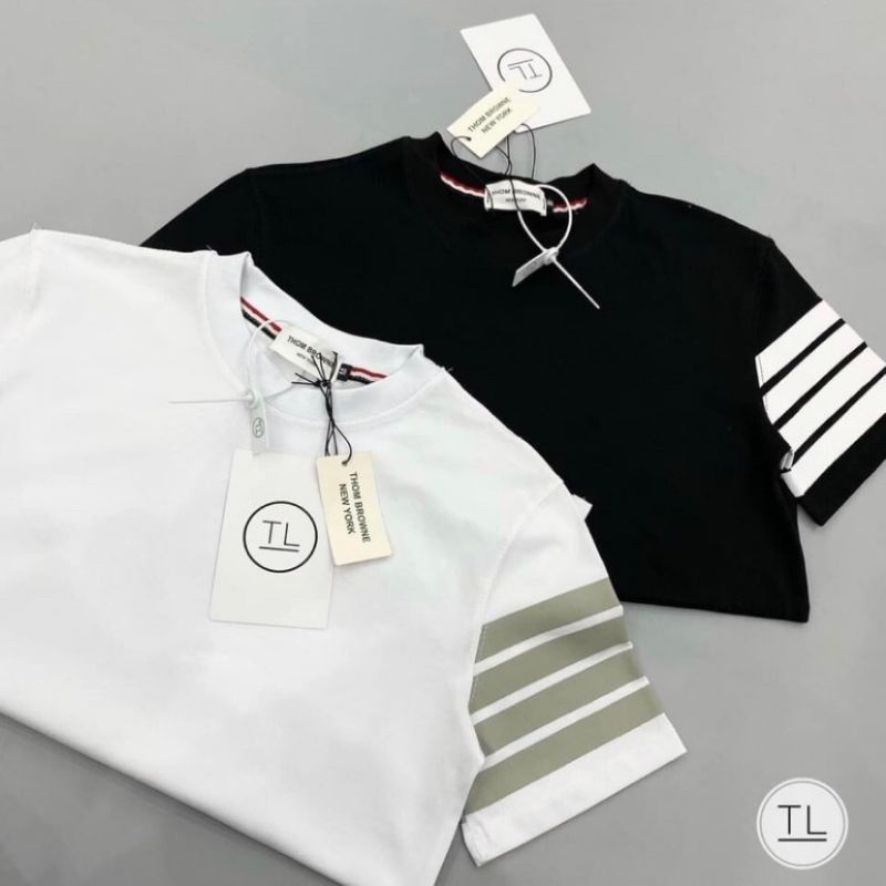 Áo Thun Form Rộng Tay 4 Vạch 2 Màu đen trắng, Áo Phông Basic Form To Unisex