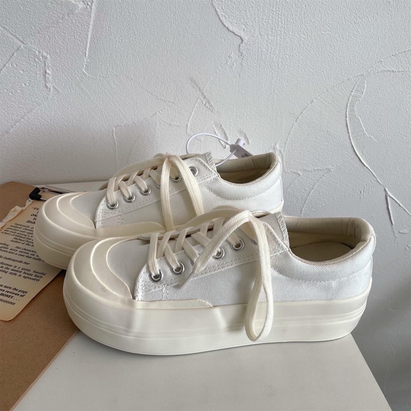 Giày vải canavas ulzzang đế bánh mì buộc dây