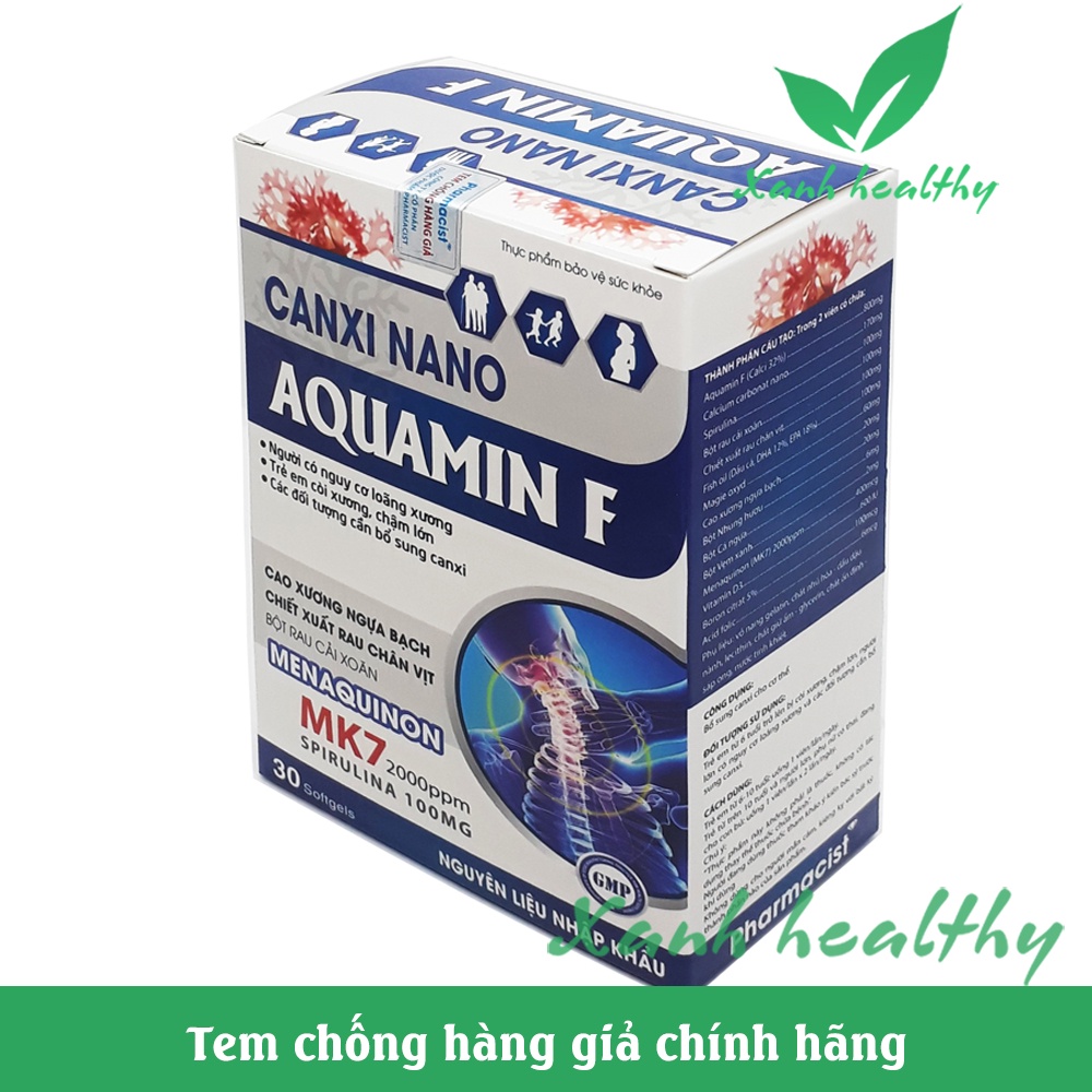 Viên Uống Canxi Aquamin F 800mg bổ sung Vitamin D3, dầu cá Canxi tảo biển đỏ Phát triển hệ xương - Hộp 30 viên