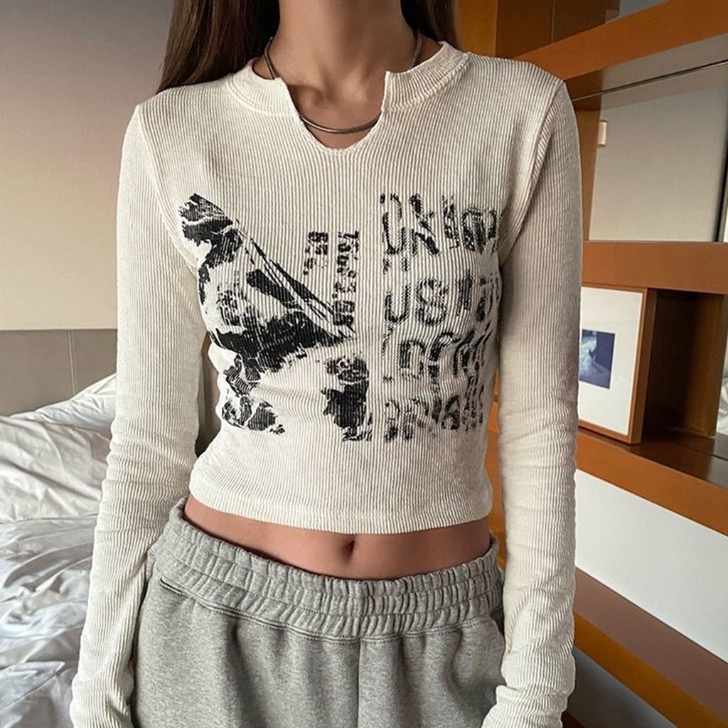 Áo croptop dài tay màu sắc trẻ trung cho nữ