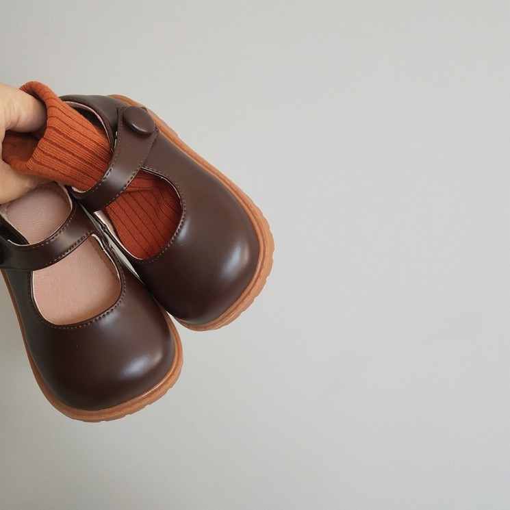 Giày Lười Da Đế Mềm Màu Trơn Phong Cách Hàn Quốc Cho Bé