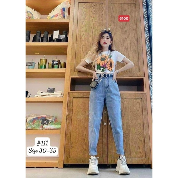 Quần Baggy Jean Nữ Bigsize Lưng Cao Túi Nắp 3 Màu Form Đẹp Size Từ 38kg Đến 80kg Ms0111