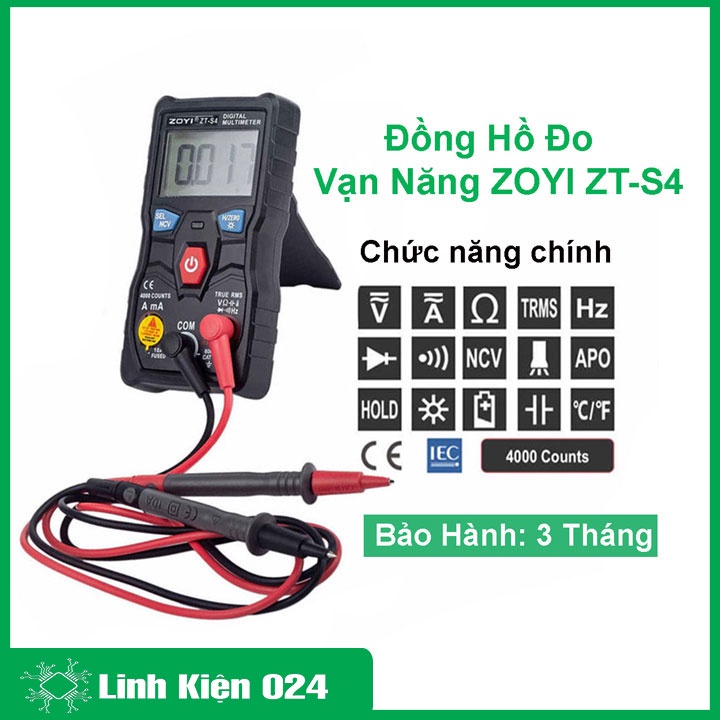 ZOYI ZT S4 ĐỒNG HỒ ĐO VẠN NĂNG TỰ ĐỘNG - BẢO HÀNH 3 THÁNG - LỖI 1 ĐỔI 1