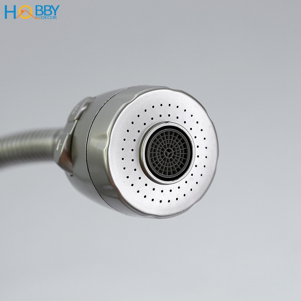 Vòi rửa chén đầu tăng áp thân lò xo Hobby home decor LXL inox 304 có dây cấp