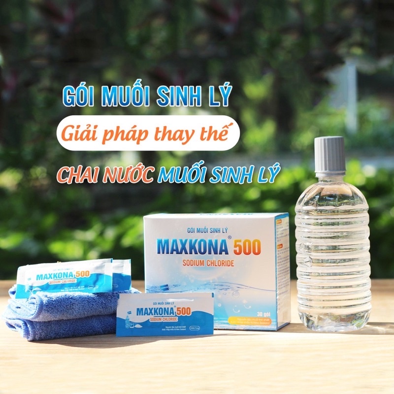 Gói Muối Sinh Lý MAXKONA 500, Gói Pha Để Súc Họng, Súc Miệng, Rửa Mũi Xoang