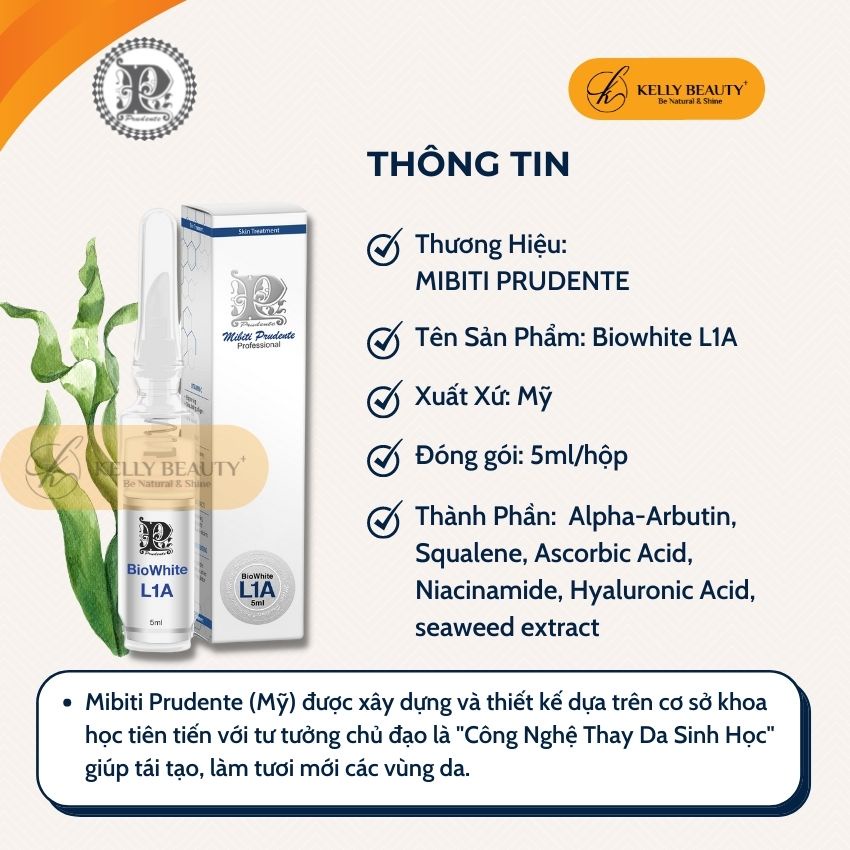 Khử Thâm Môi Biowhite L1A MIBITI PRUDENTE USA – Khử Thâm & Dưỡng Hồng Tự Nhiên; An Toàn, Hiệu Quả Cao | Kelly Beauty