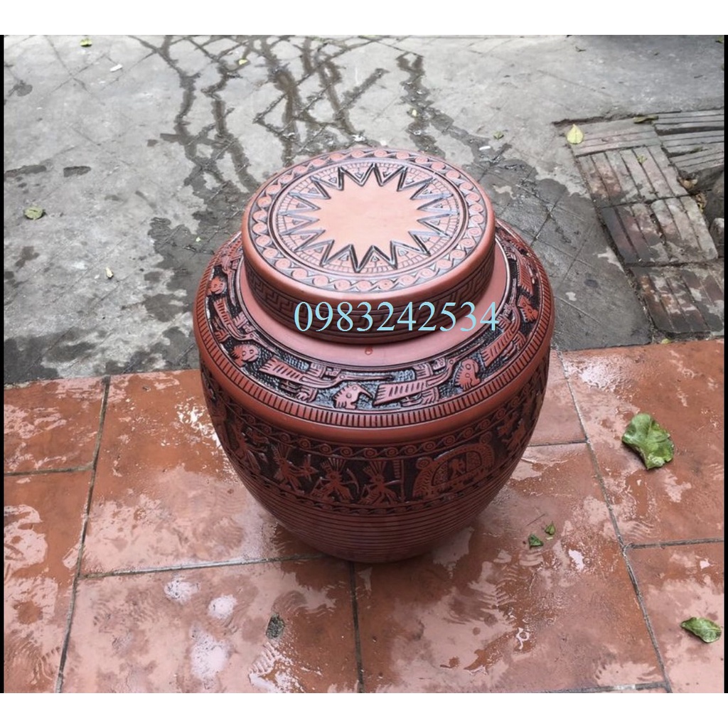 Chum sành 100L ngâm rượu trống đồng Đông Sơn Âu Lạc Gốm Bát Tràng