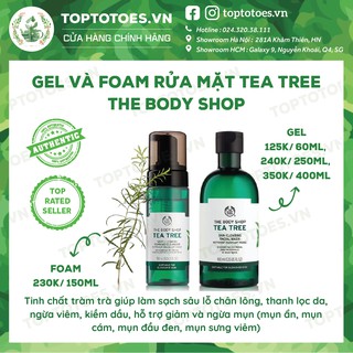 Gel rửa mặt và Toner The Body Shop Tea Tree ngừa & giảm mụn, viêm, kiềm dầu