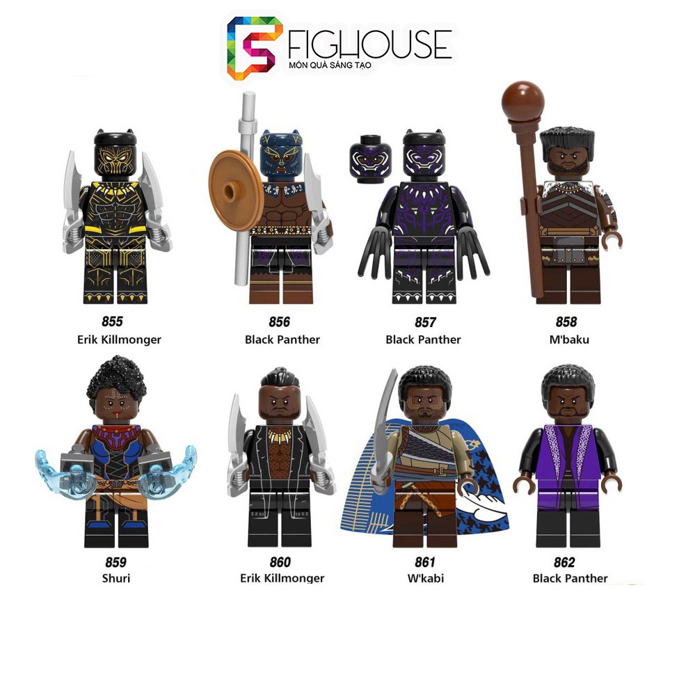 Xếp Hình Minifigures Siêu Anh Hùng Black Panther Và Các Chiến Binh Wakanda - Đồ Chơi Lắp Ráp non-lego X0191 [C2]