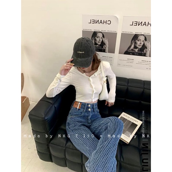Quần bò suông mềm vải xù chuẩn tag mác