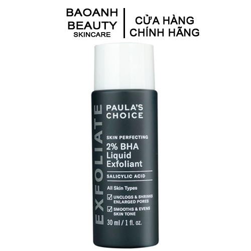 Tẩy da chết hóa học SKIN PERFECTING 2% BHA Liquid Exfoliant 30ml 2016 - FREESHIP 99K