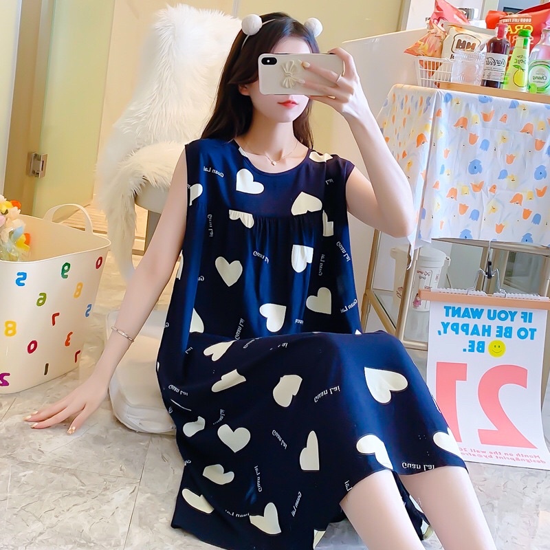Váy lanh lụa, váy bầu bigsize dáng suông chất mềm mịn mát free size 40-80kg