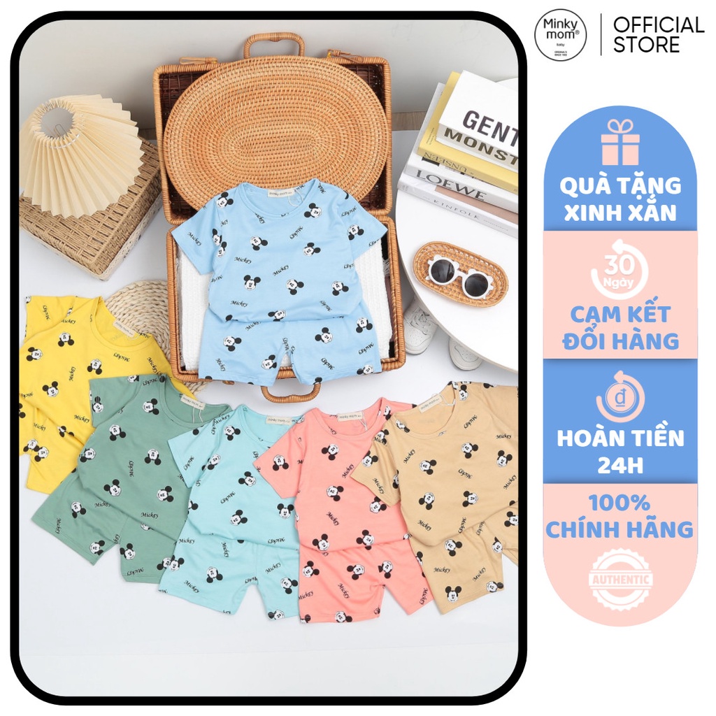 [SALE] Bộ Cộc Tay Cho Bé Trai, Bé Gái Minky Mom Vải Thun Lạnh Họa Tiết Mickey In Nhỏ Dễ Thương, Đồ Bộ Trẻ Em MKM2127