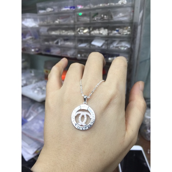 Dây chuyền mặt tròn khắc chữ sành điệu bạc thật