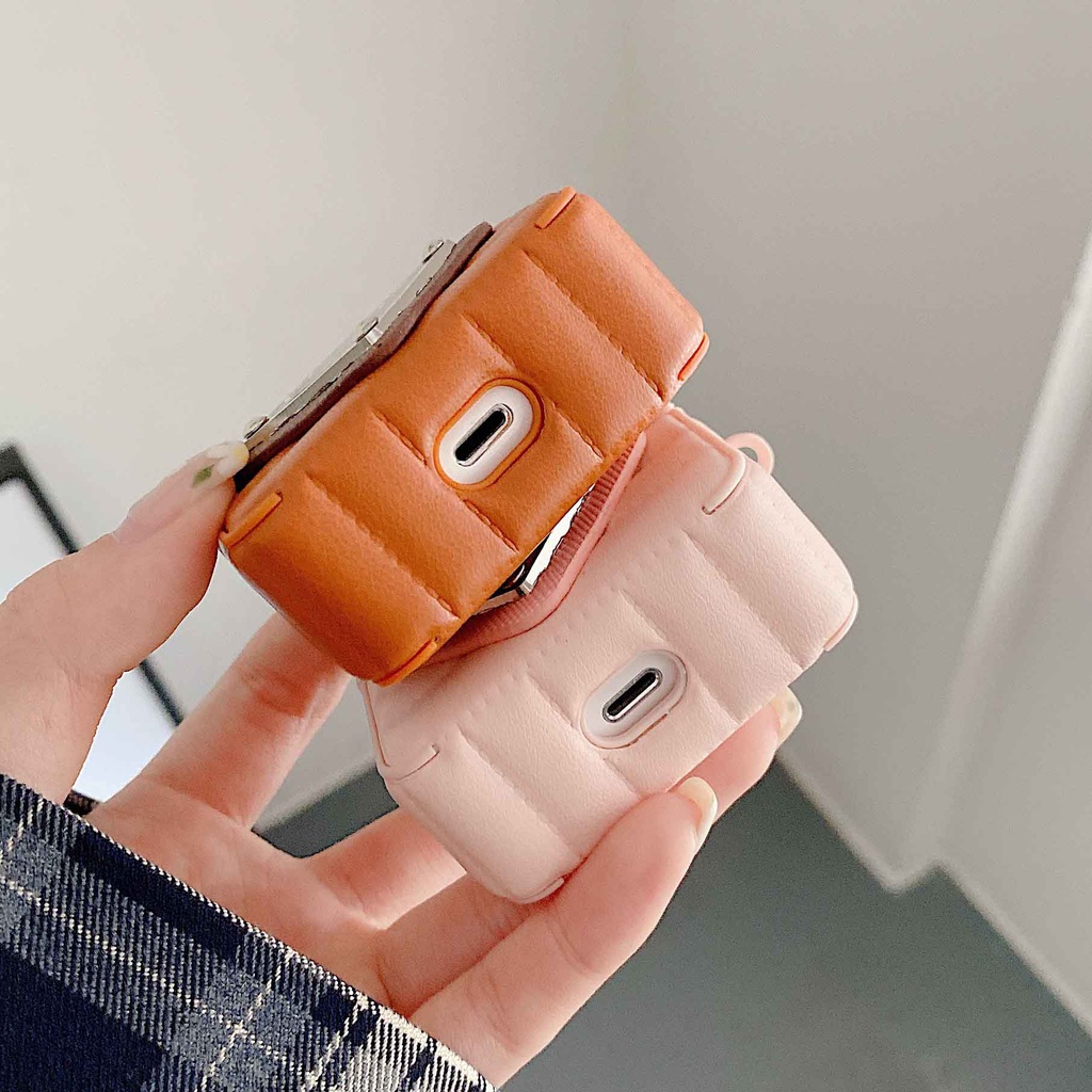 Vỏ Bảo Vệ Hộp Sạc Tai Nghe Airpods 1 / 2 / 3 / pro Bằng Da Màu Trắng Đen Sang Trọng Thời Trang