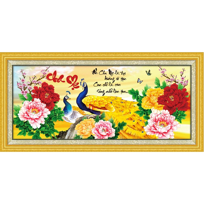 TRANH ĐÍNH ĐÁ CHA MẸ DF310 (110X50)