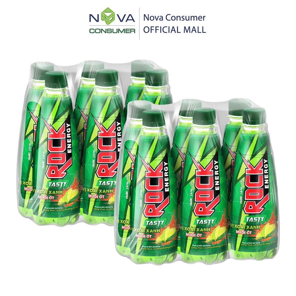 [Combo 12 chai] Nước tăng lực Rock Energy Tasty vị xoài xanh muối ớt (300ml x 12 chai)