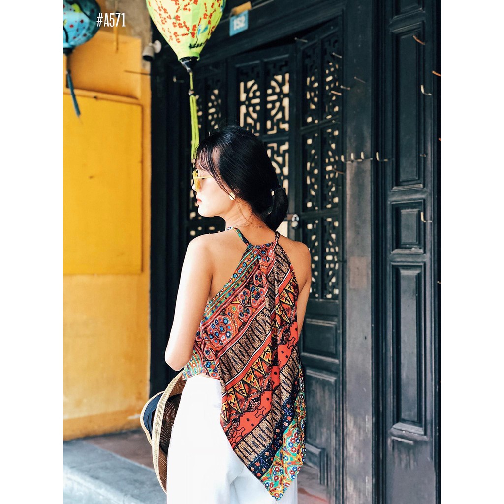 Yếm thổ cẩm cột nơ cho ngày hè