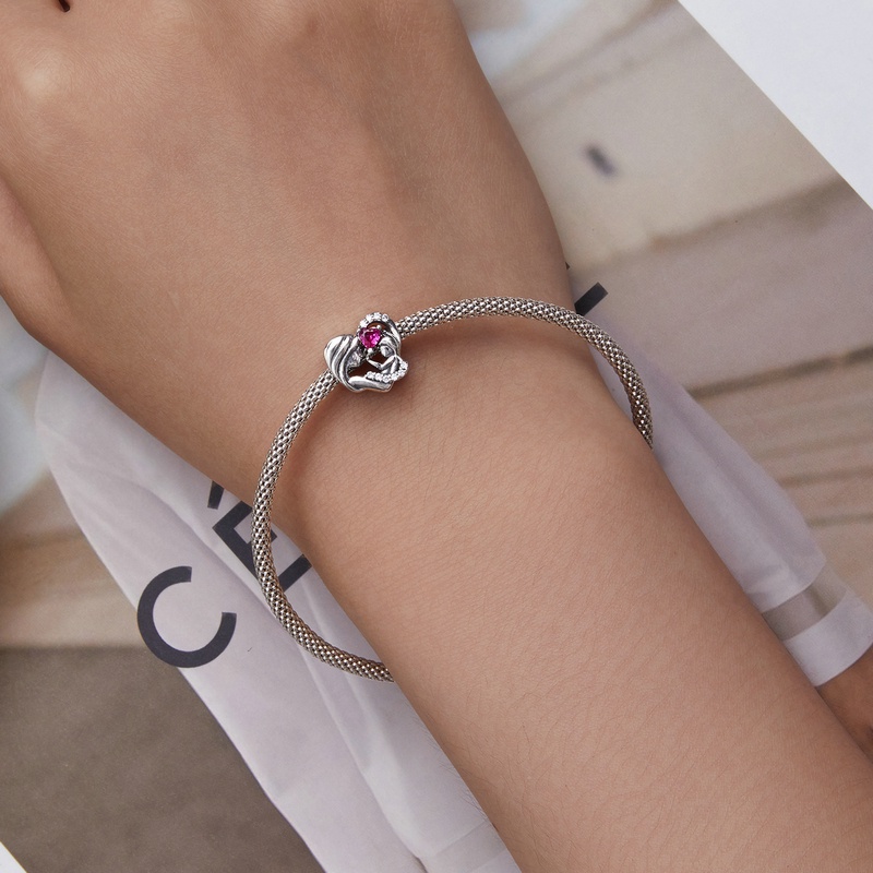 Mặt phụ kiện trang sức BAMOER bạc 925 đính đá pha lê nhân tạo thời trang