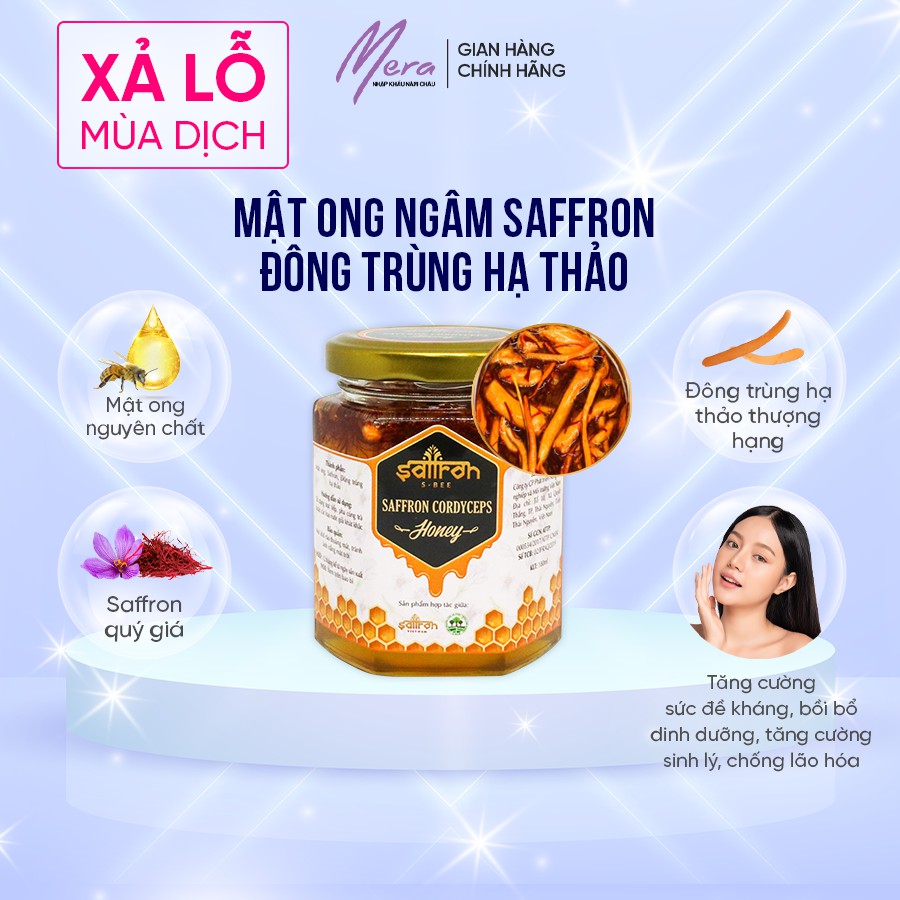 Saffron ngâm mật ong đông trùng hạ thảo