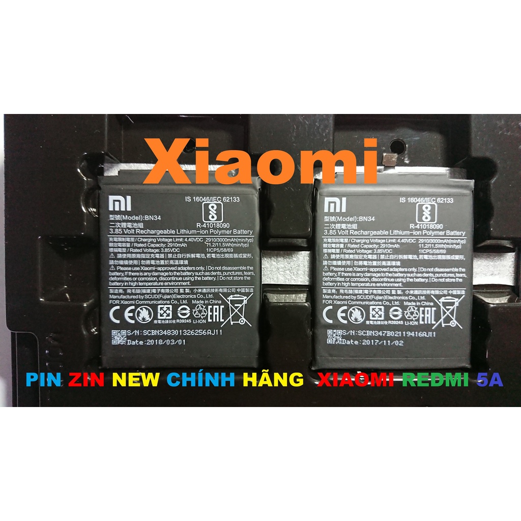 PIN ZIN NEW CHÍNH HÃNG CHO XIAOMI REDMI 5A-BN34