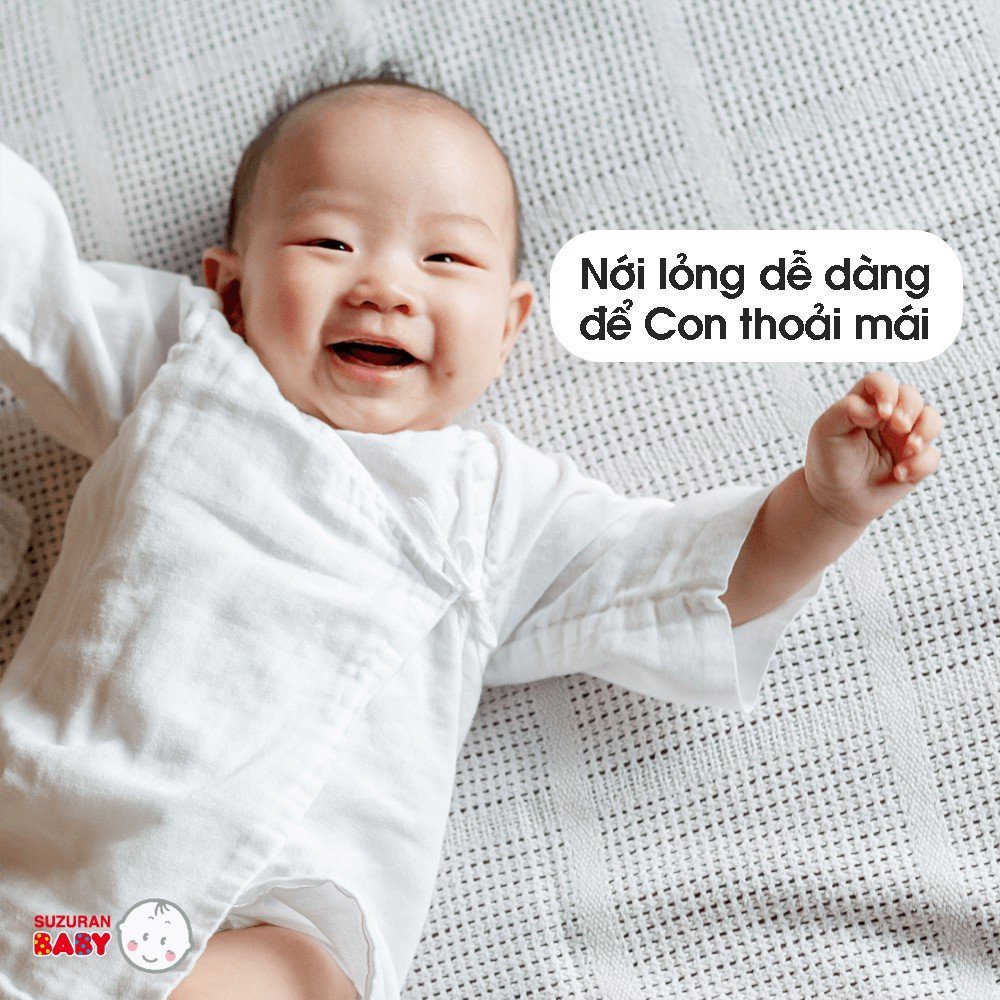 Áo sơ sinh Chitosan kháng khuẩn Suzuran Japan - Ngắn