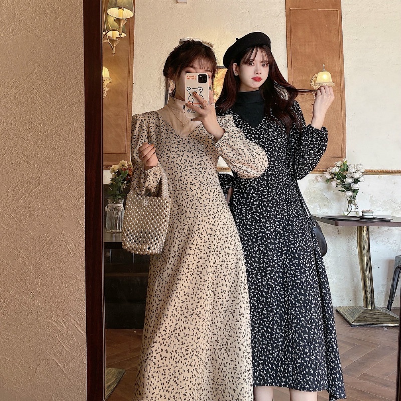 Đầm Hoa Giả Hai Lớp Lưng Cao Phong Cách Thời Trang Hàn Quốc Dành Cho Nữ