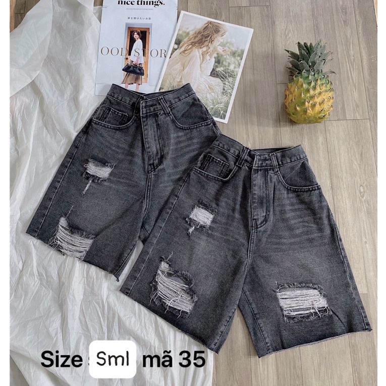 Quần Short Ngố Jean Nữ Rách Lưng Cao Size SML Quần Short Nữ 40kg đến 55kg Hàng VNXK Ms35