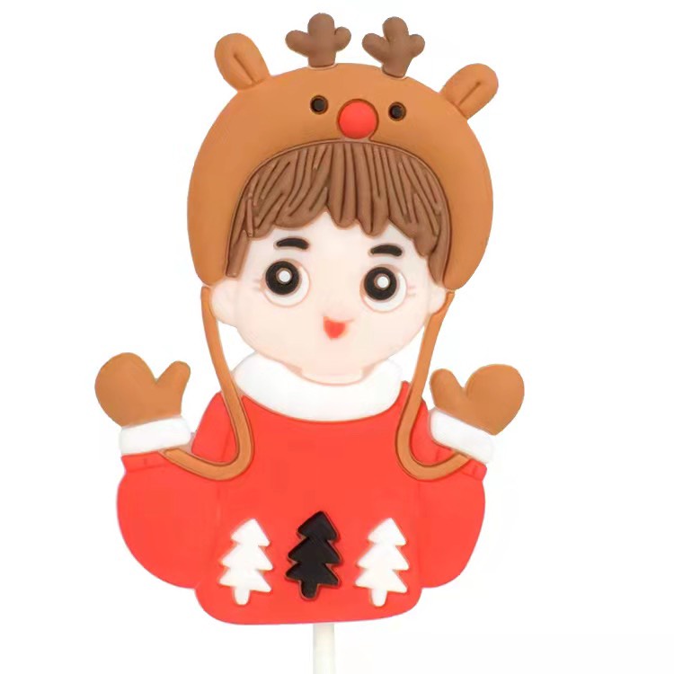 5 cây cắm em bé noel nhựa dẻo