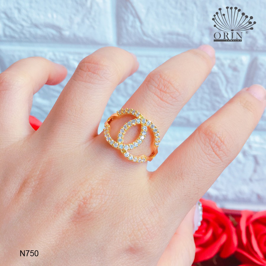 Nhẫn nữ đính đá bền màu chư x mảnh thiết kế cao cấp Orin N750