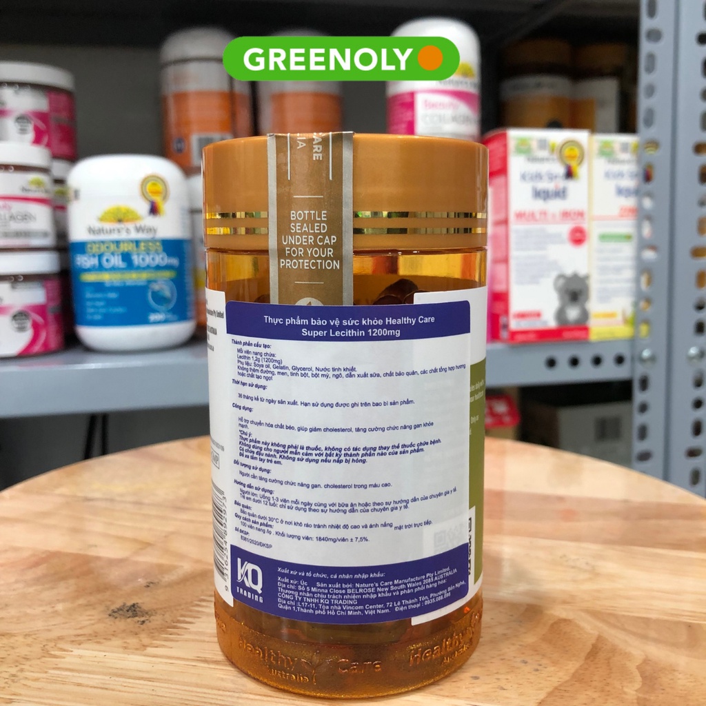 Mầm Đậu Nành Healthy Care Lecithin 1200mg Tốt Cho Sức Khỏe 100 Viên