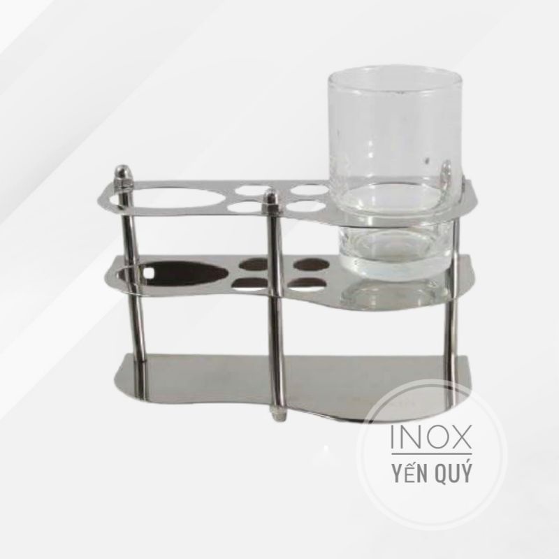 INOX304 KỆ CẮM BÀN CHẢI VÁT CÓ Ô ĐỂ CỐC ĐÁNH RĂNG