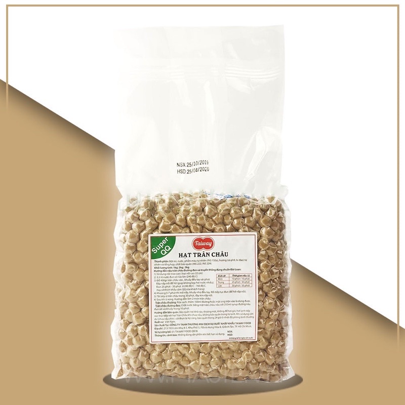 🧋Trân châu đen 2kg hiệu TAIWAY [hạt dai chuẩn vị Đài Loan]