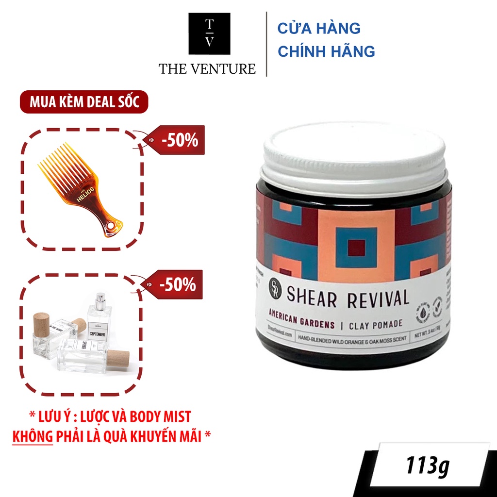 Sáp Vuốt Tóc Shear Revival American Gardens Clay Pomade Chính Hãng 96 Gram